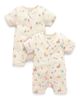 Purebaby Purebaby Unisex 2 Pack Short Sleeve Zip Romper Pinata - 1