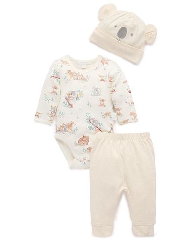 Purebaby Purebaby Unisex 3 Piece Australiana Set with Hat