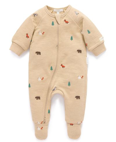 Purebaby Purebaby Unisex Embroidered Fleece Zip Footie