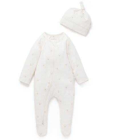 Purebaby Purebaby Unisex Zip Footie & Hat Set