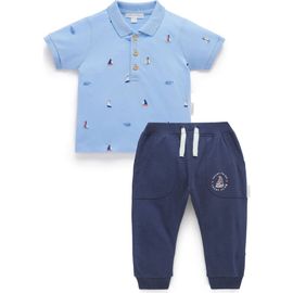 Purebaby Purebaby Yacht Polo Shirt & Pant Set