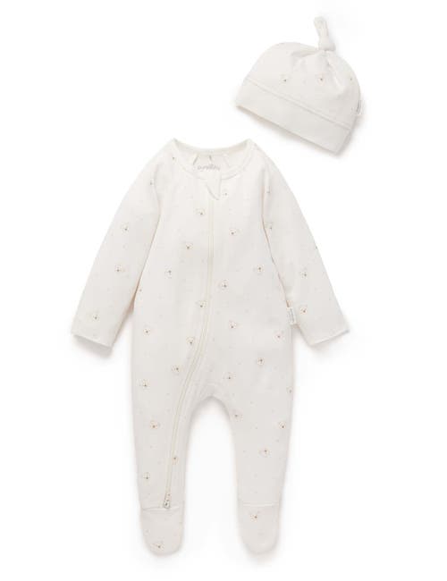 Purebaby Purebaby Zip Growsuit & Hat Set