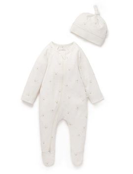Purebaby Purebaby Zip Growsuit & Hat Set