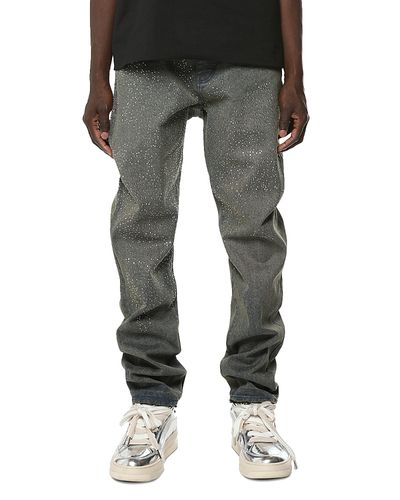Purple Brand Purple Brand Cosmos Slim Straight Dirty Wash Cotton 33 Jeans in Blue