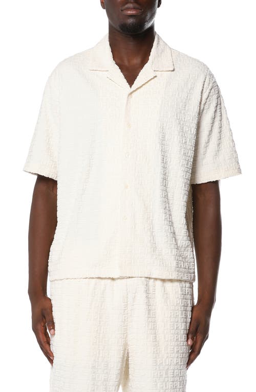 PURPLE BRAND PURPLE BRAND Cotton Blend Terry Button-Up Camp Shirt