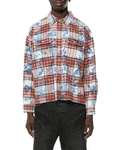 Purple Brand Purple Brand Embellished Plaid Cotton Shirt