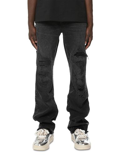 Purple Brand Purple Brand Heavy Destroy Slim Flare 34 Jeans in Black