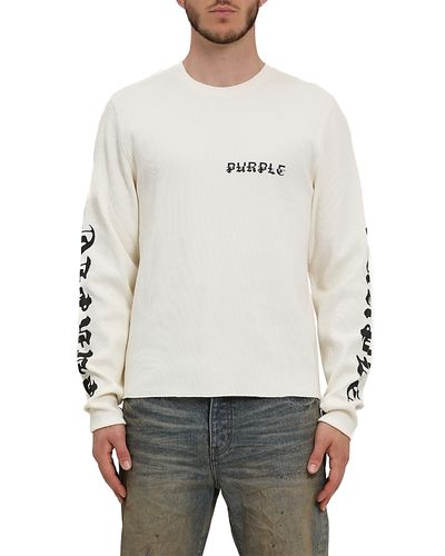 Purple Brand Purple Brand Long Sleeve Waffle Knit Logo Tee