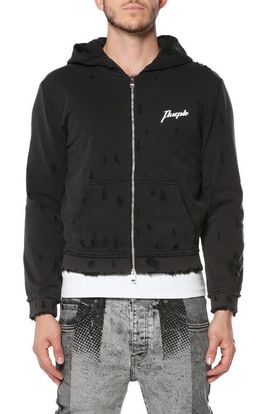 PURPLE BRAND PURPLE BRAND Midweight Slub Shrunken Graphic Zip Hoodie
