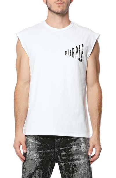 PURPLE BRAND PURPLE BRAND Textured Sleeveless Cotton Graphic T-Shirt