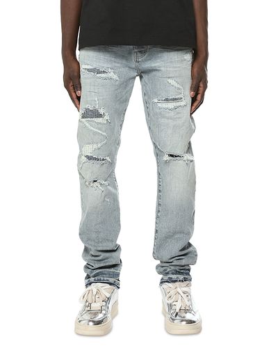 Purple Brand Purple Brand Vintage Slim Straight Ripped 33 Jeans in Light Indigo