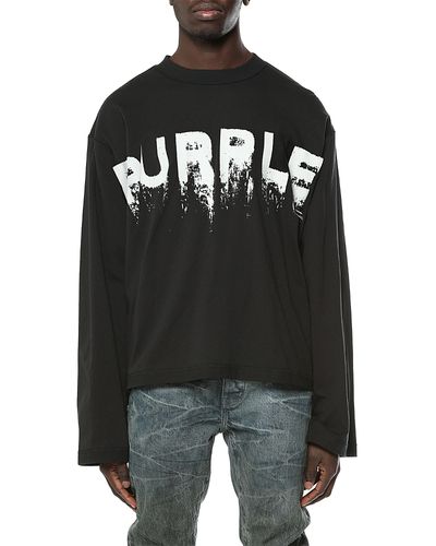 Purple Brand Purple Brand Wide Cropped Logo Cotton Shirt