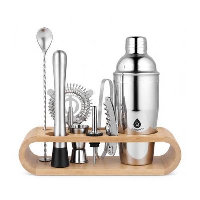 PURSONIC PURSONIC 10-Piece Bartender Set with Wooden Stand