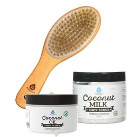 PURSONIC Pursonic Bath Body Brush With Lotus Wooden Handle & Coconut Care Bundle