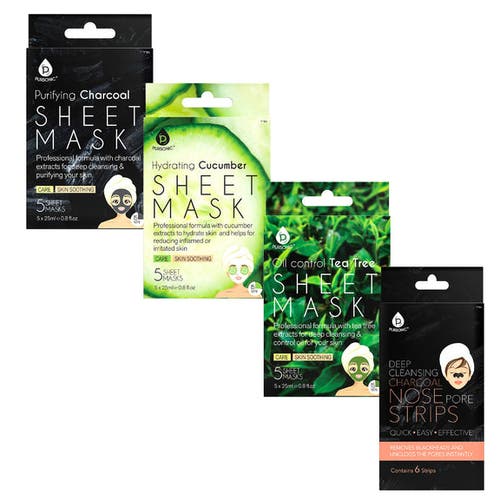 PURSONIC PURSONIC Charcoal Sheet Mask + Tea Tree Sheet Mask + Cucumber Sheet Masks + Cleansing Charcoal Nose Pore Strip