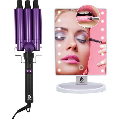 PURSONIC PURSONIC Dimmable LED Vanity Mirror &  Triple Barrel Hair Curler