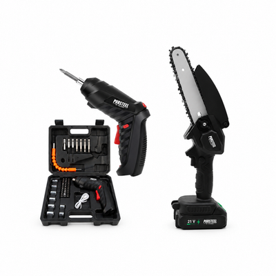 PURSONIC PURSONIC Electric Screwdriver 47-Piece Set & 6-Inch Cordless Mini Chainsaw