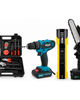 PURSONIC PURSONIC Flashlight & Red Strobe, Mini Chainsaw, Cordless Drill & Tool Kit - 1