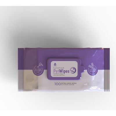 PURSONIC PURSONIC Furry Fresh Pet Wipes - Lavender Scented, 100 Extra Large Wipes
