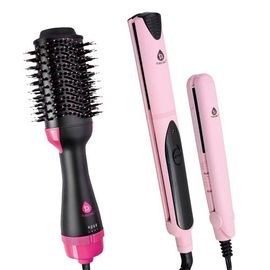 PURSONIC Pursonic Hair Styling Power Bundle Hair Dryer & Volumizer Brush + Flat Iron Hair Straightener With Free Travel Straightener