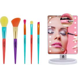 PURSONIC PURSONIC Makeup Essentials Duo - LED Countertop Mirror + 5-Piece Brush Set