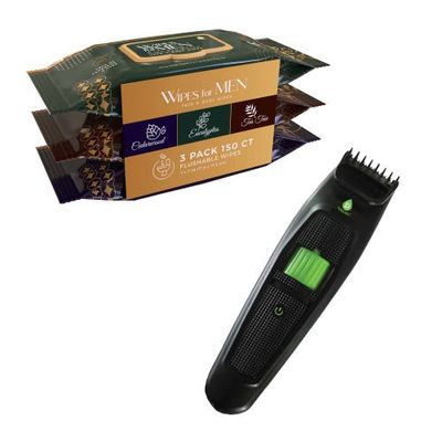 PURSONIC PURSONIC Men's Wipes & Beard/Body Trimmer Grooming Set