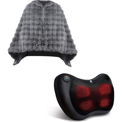 PURSONIC PURSONIC Ultimate Comfort & Relaxation Bundle Heated Plush Shawl + Shiatsu Neck & Back Massager