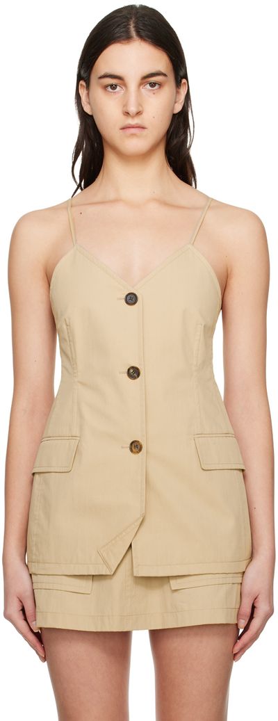 Pushbutton Pushbutton Beige Button Camisole