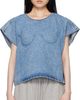 Pushbutton Pushbutton Blue Bra Point Sleeveless Denim Top - 1