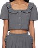 Pushbutton Pushbutton Gray Frilled Neck Cropped Top - 1
