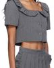 Pushbutton Pushbutton Gray Frilled Neck Cropped Top - 2