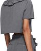Pushbutton Pushbutton Gray Frilled Neck Cropped Top - 3