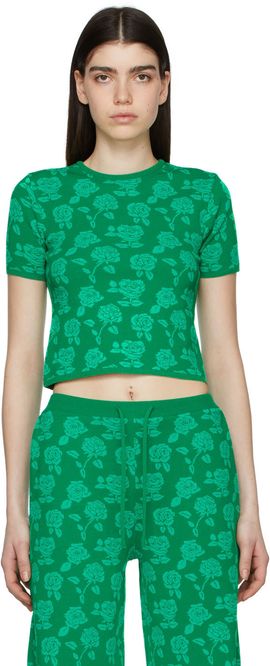 Pushbutton Pushbutton Green Polyester T-Shirt