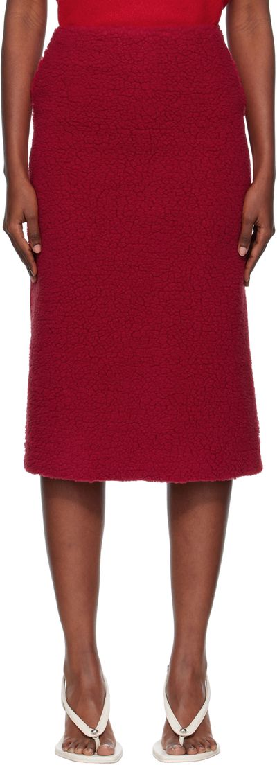 Pushbutton Pushbutton Red Fleece Combi H-Line Midi Skirt