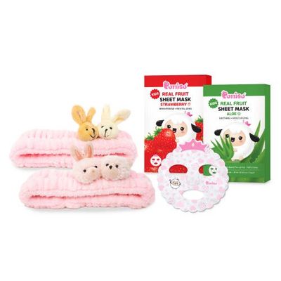 Puttisu Puttisu Kids Bunny Friends Sheet Mask & Spa Headband Gift Set