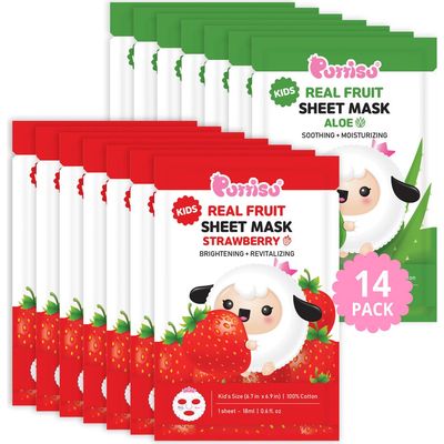 Puttisu Puttisu Kids Real Fruit Sheet Mask Strawberry & Aloe Variety Set
