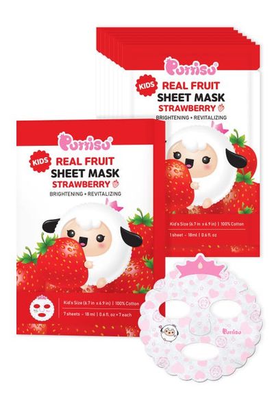 Puttisu Puttisu Real Fruit Strawberry Facial Sheet Masks for Kids