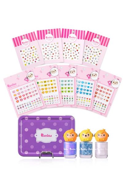 Puttisu Puttisu Water Based Peel Off Kids Nail Polish and Sticker Deluxe Set