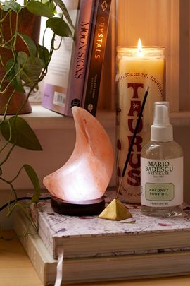 Q & A Supply Q & A Supply Mini USB Moon Himalayan Salt Lamp in Peach at Urban Outfitters