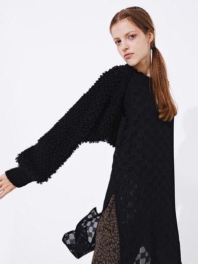 QUAFE ALPACA MUFFLER BOLERO CARDIGAN [Black]