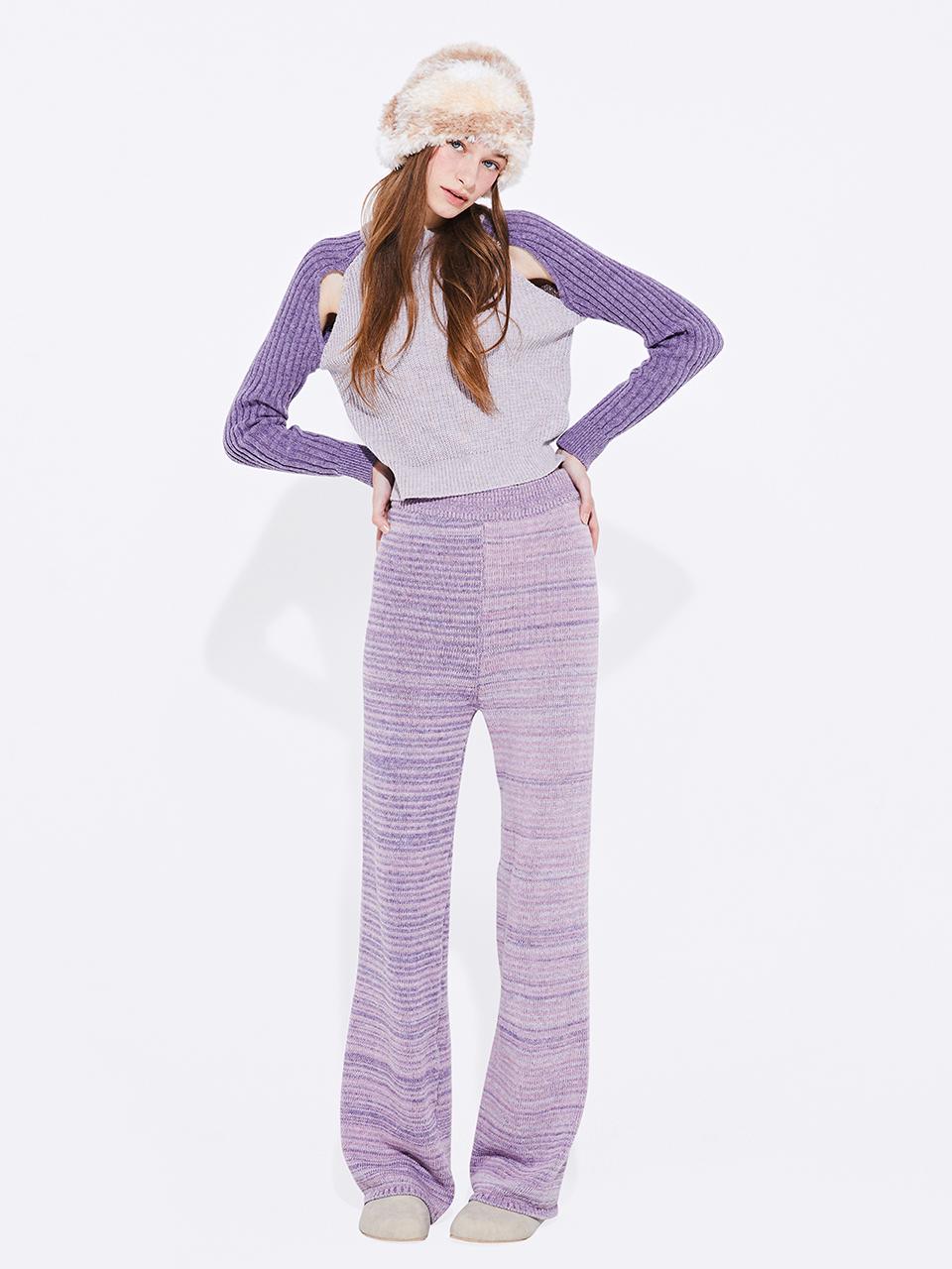 QUAFE BANDING KNIT PANTS [Purple]