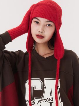 QUAFE PUPPY EARMUFF BEANIE [RED]