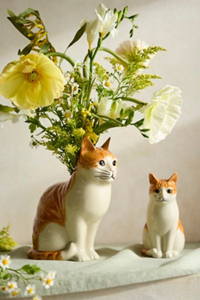 Quail Ceramics Orange Cat Vase