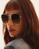 Quay Australia Quay 5th ave 70s large square metal frame sunglasses in gold with brown lens - 1