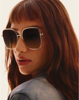 Quay Australia Quay 5th ave 70s large square metal frame sunglasses in gold with brown lens