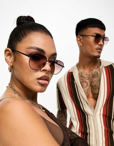 Quay Australia Quay Big Time round sunglasses in black brown