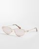 Quay Australia Quay hit single geometric metal sunglasses in polished gold tone with pink lenses - 1