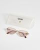 Quay Australia Quay hit single geometric metal sunglasses in polished gold tone with pink lenses - 3