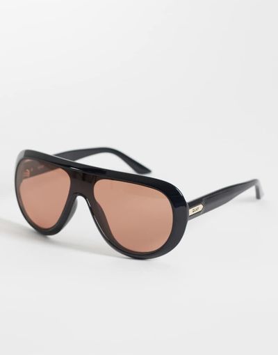 Quay Australia Quay Set List shield sunglasses in black with apricot lens