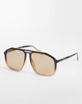Quay Australia Quay studio sesh oversized aviator sunglases in brown and sepia